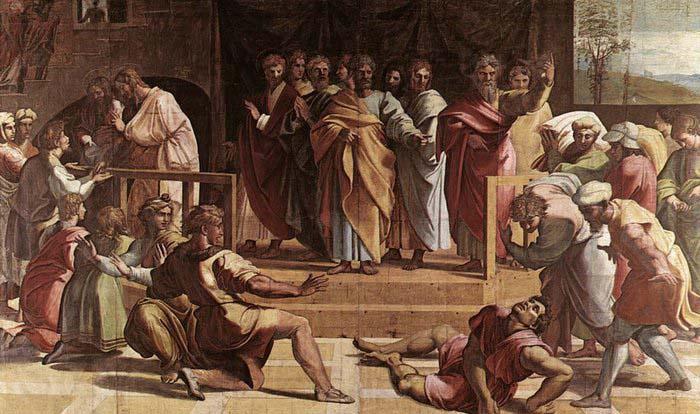 RAFFAELLO Sanzio The Death of Ananias Norge oil painting art